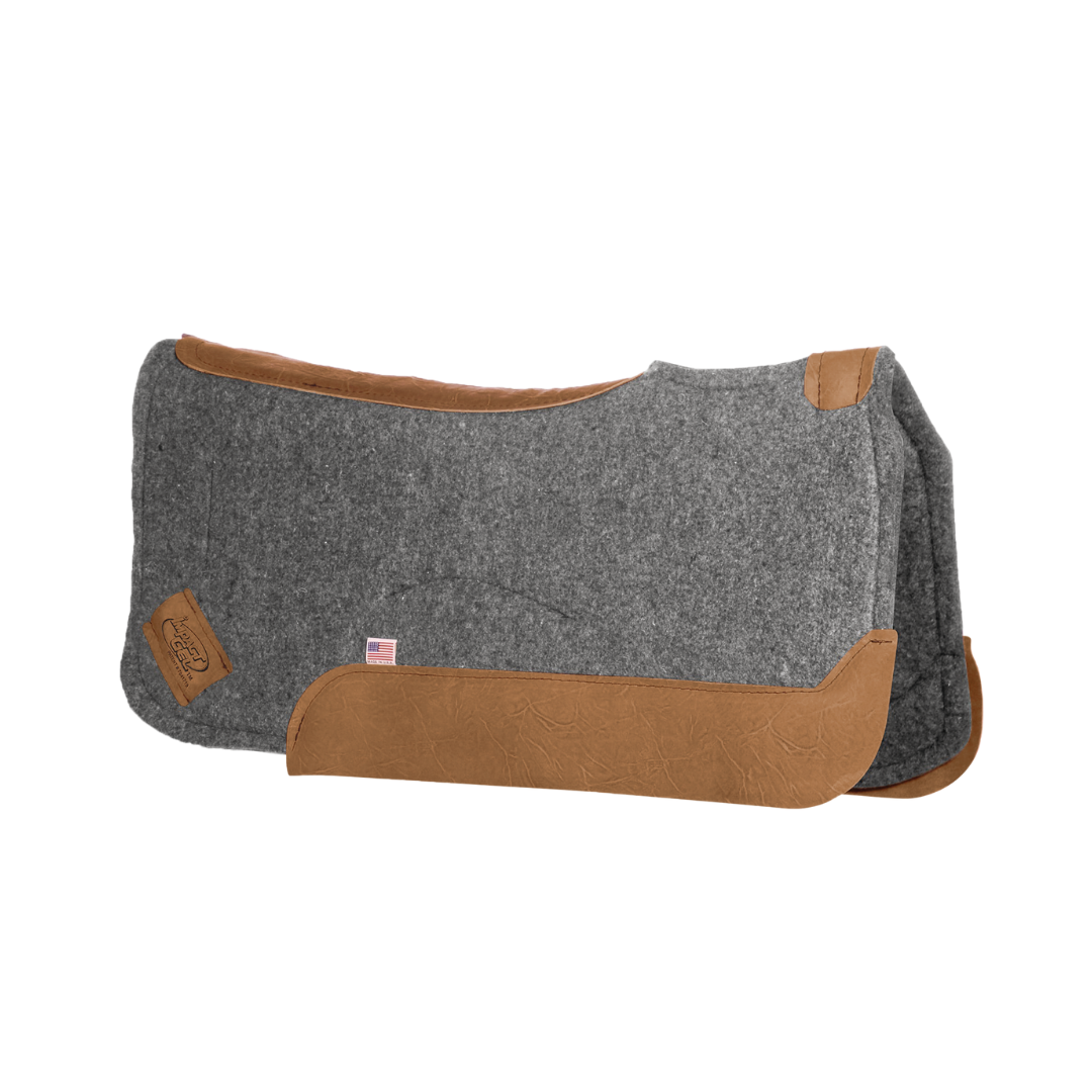 Contour Classic Saddle Pad Grey- Brown Wear Leather