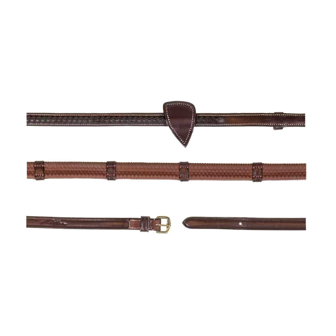 Dy'on 1/2'' Rubber reins with 7 leather loops and plaited finishing D Collection