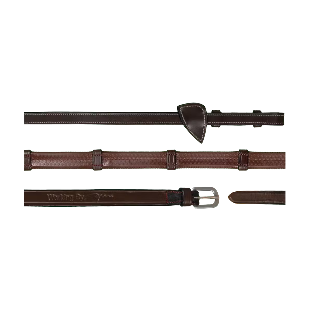 Dy'on 1/2 Rubber Reins With 7 Leather Loops - Working Collection