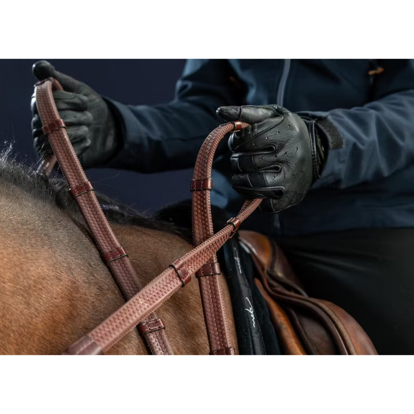 Dy'on 1/2 Rubber Reins With 7 Leather Loops - New English Collection