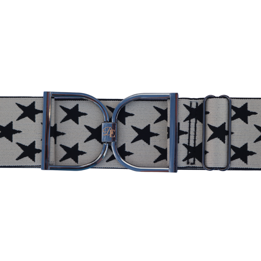 Divine Equestrian Snaffle Comfort Fit Belt - Cream with Black Stars (2" wide)