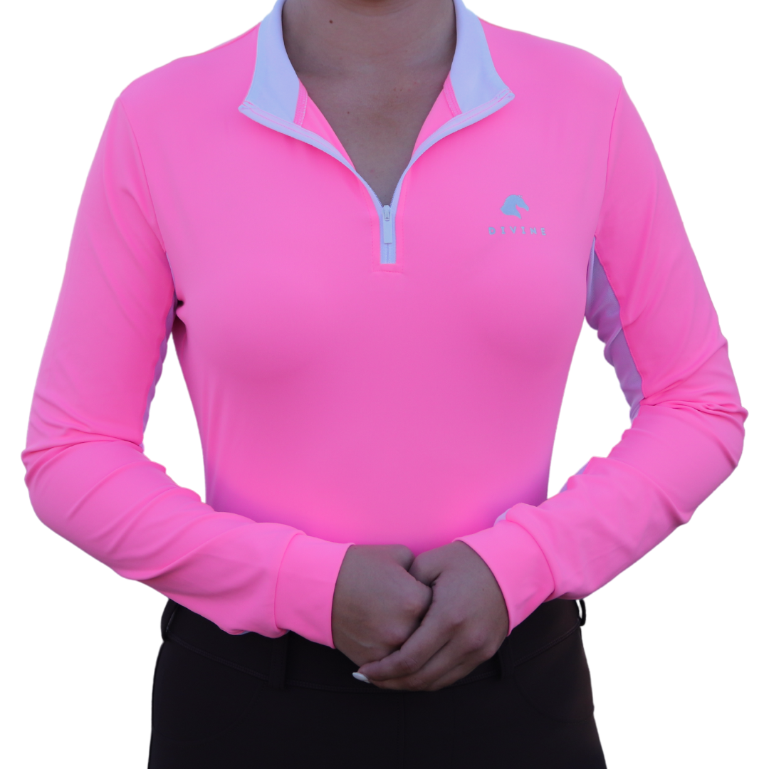 Divine Equestrian Sweet Lady Sun Shirt - Hot Pink