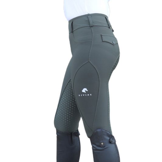 Divine Equestrian Comfort Grip Leggings - Forest Green