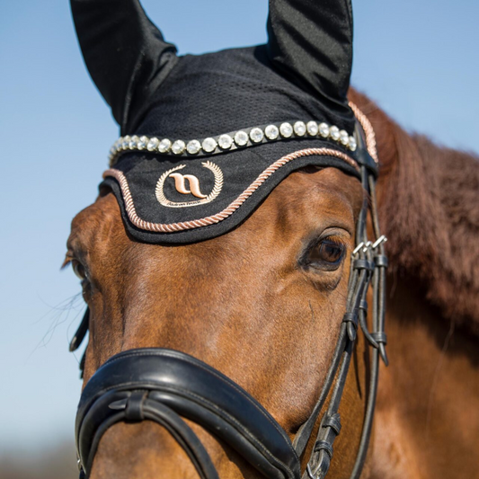 Back on Track Haze Collection Black Rose Horse Bonnet