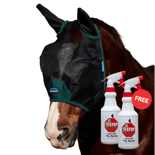 WeatherBeeta Comfitec Durable Mesh Fly Mask with Ears with Free Fly Spray