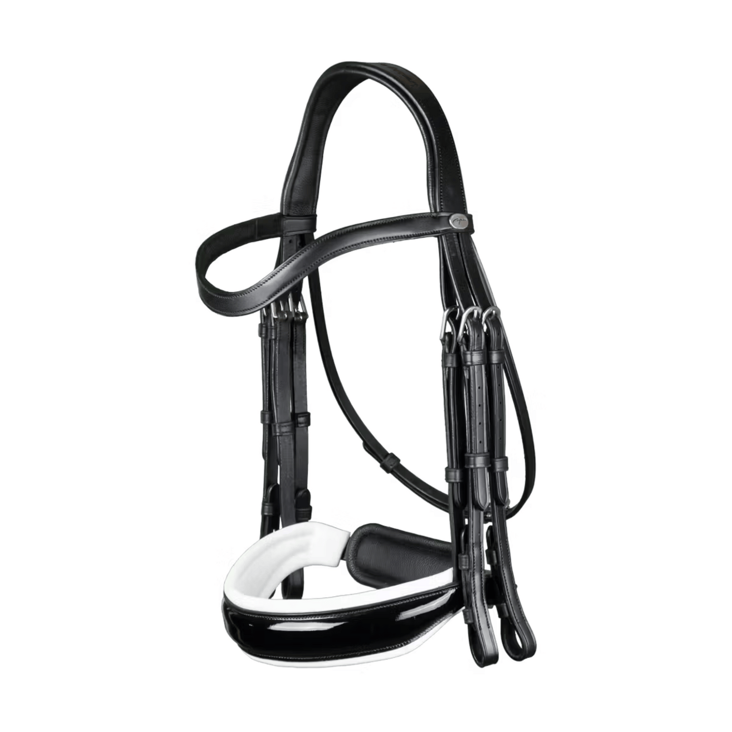 Dy'on Patent Large Crank Noseband with White Padding Double Bridle
