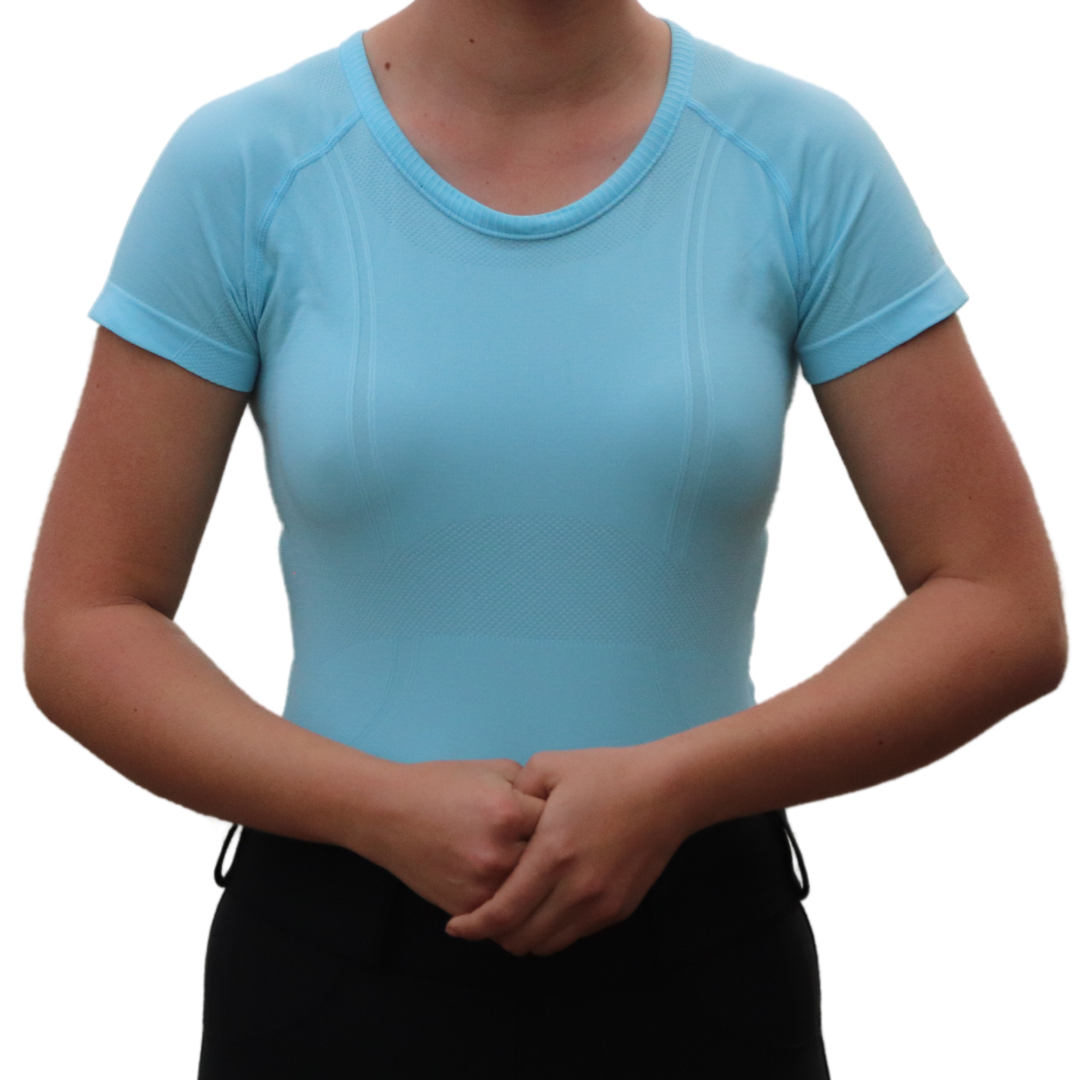 Divine Equestrian Chic Athletic Short Sleeve Shirt - Glacier Blue