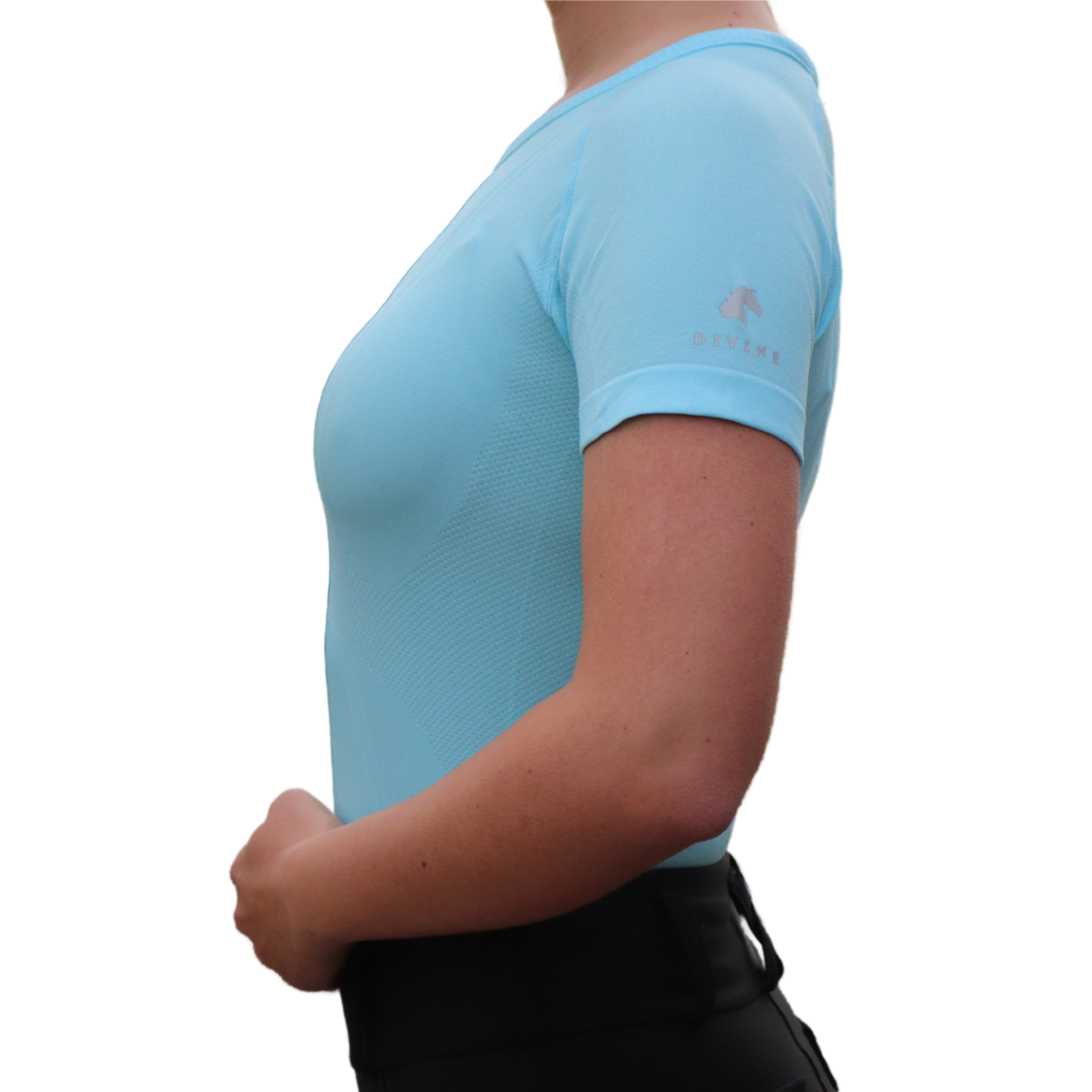 Divine Equestrian Chic Athletic Short Sleeve Shirt - Glacier Blue