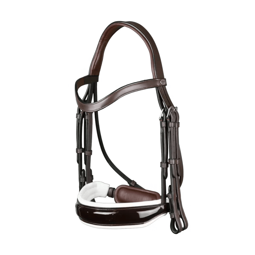 Dy'on Patent Large Crank Noseband with White Padding Double Bridle