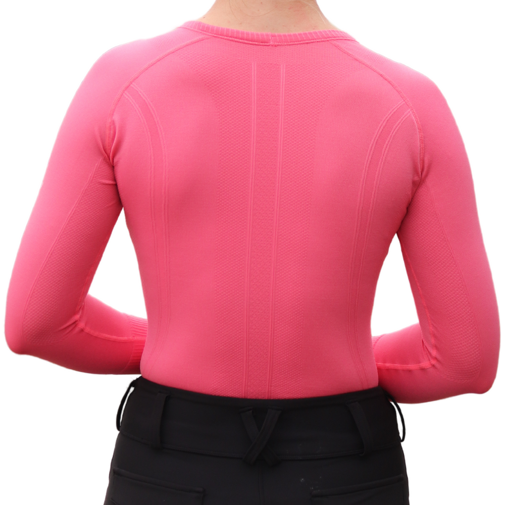 Divine Equestrian Chic Athletic Long Sleeve Shirt - Flamingo Pink