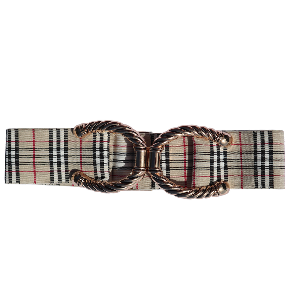 Divine Equestrian Snaffle Comfort Fit Belt - "Burberry" Tan Plaid (2" wide)