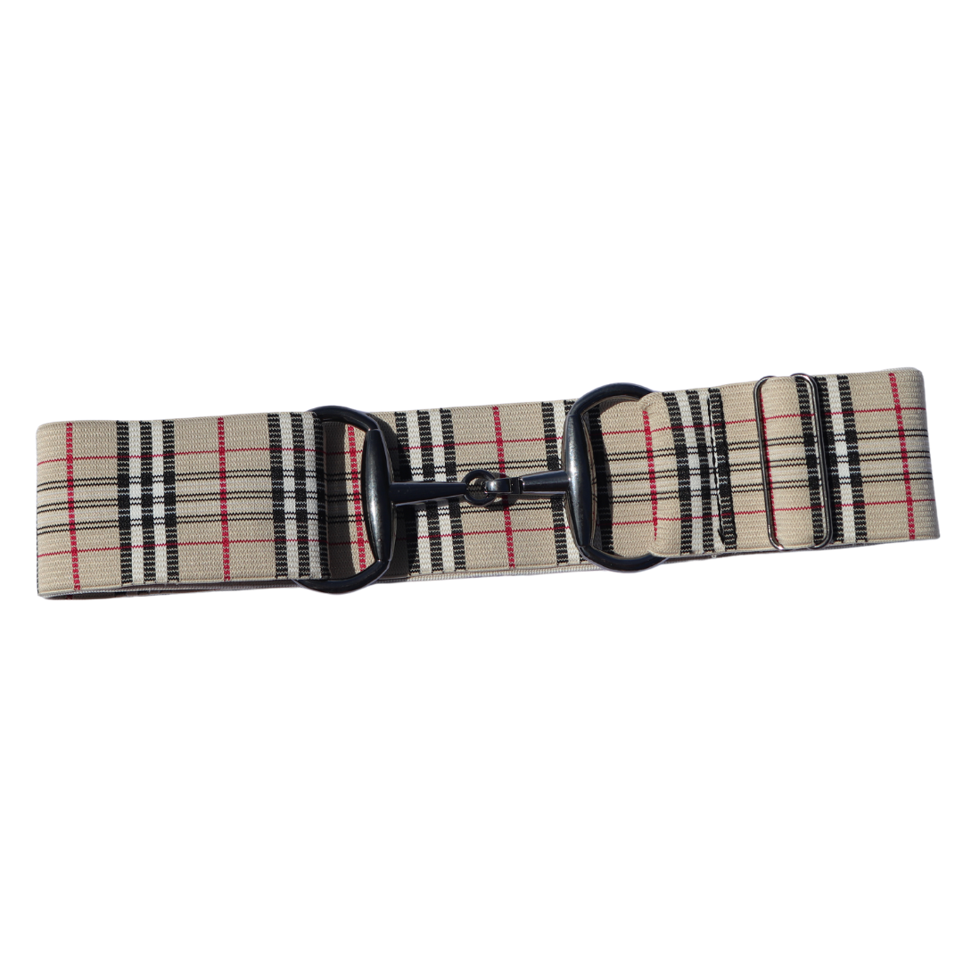 Divine Equestrian Snaffle Comfort Fit Belt - "Burberry" Tan Plaid (2" wide)