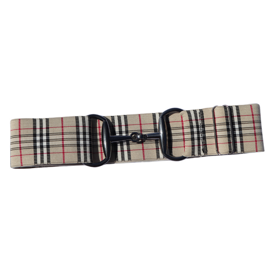 Divine Equestrian Snaffle Comfort Fit Belt - "Burberry" Tan Plaid (2" wide)