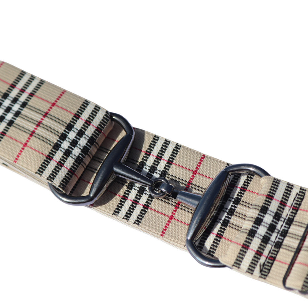 Divine Equestrian Snaffle Comfort Fit Belt - "Burberry" Tan Plaid (2" wide)
