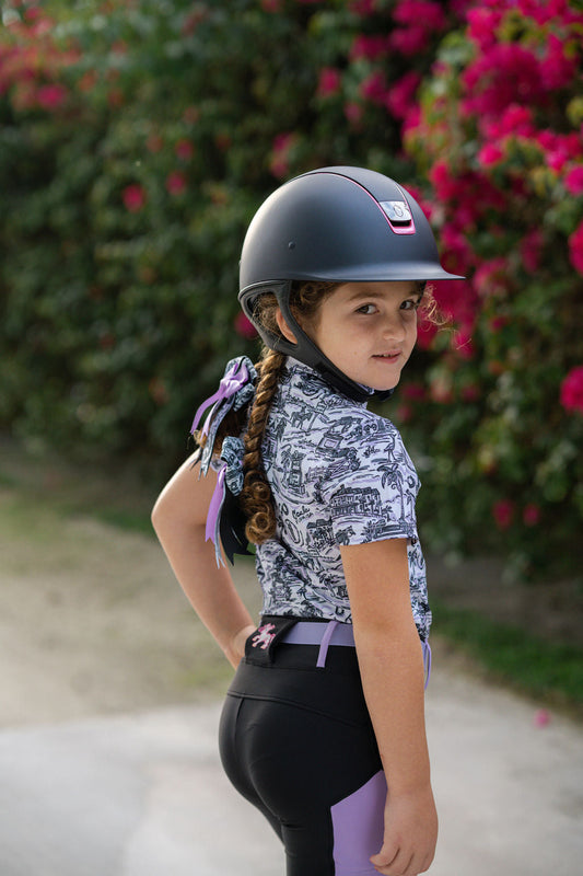 Belle and Bow Riding Tights Black, Pink