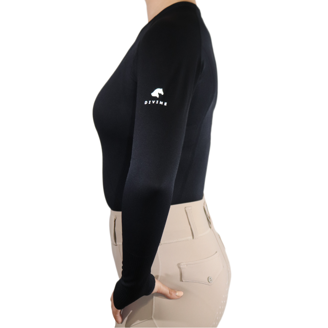 Divine Equestrian Chic Athletic Long Sleeve Shirt - Black