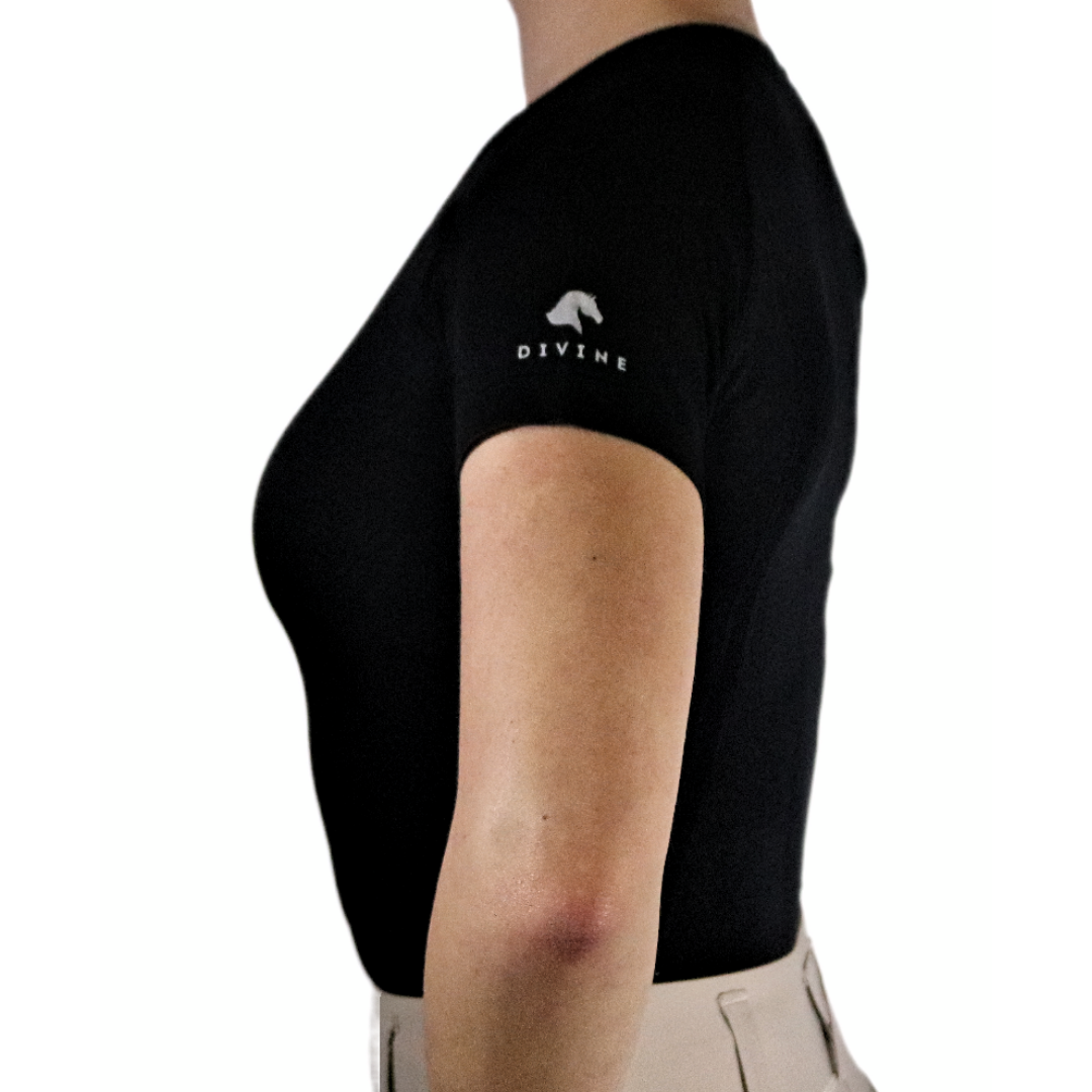 Divine Equestrian Chic Athletic Short Sleeve Shirt - Black