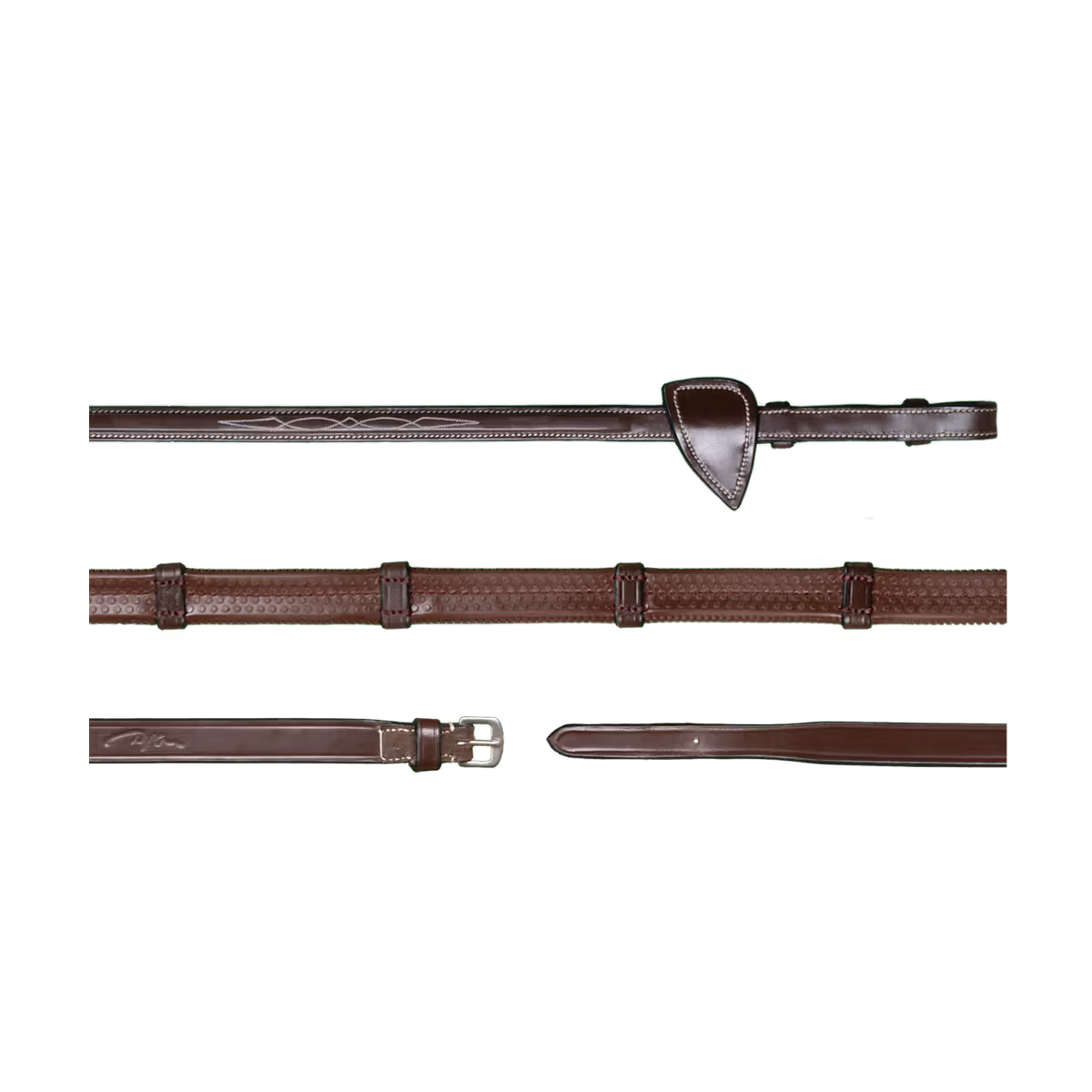 Dy'on 1/2" Rubber Reins With 7 Leather Loops - US Collection