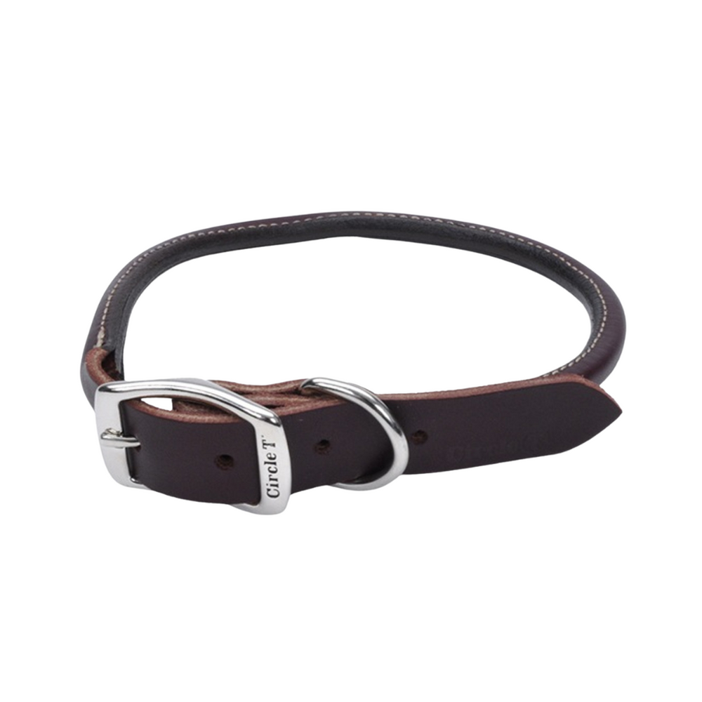 Circle T Latigo Leather Dog Collar Round 3/8"