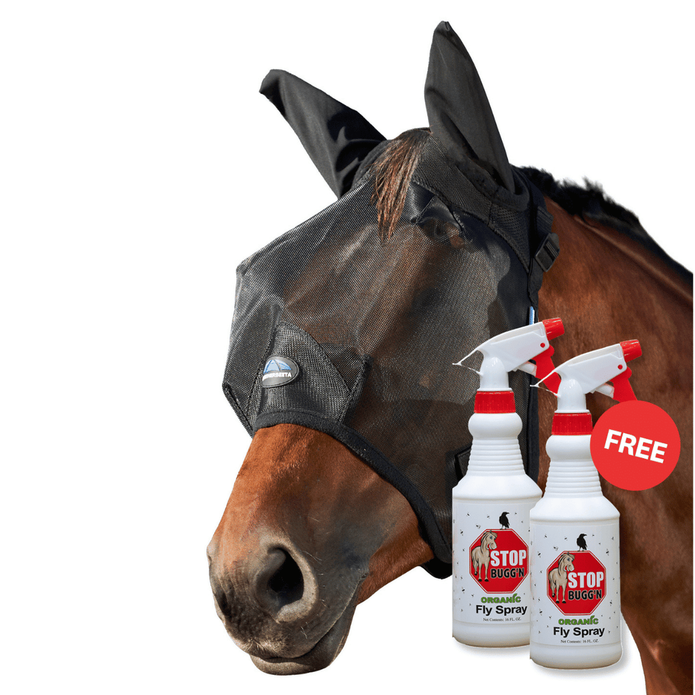 WeatherBeeta Comfitec Insect Fly Mask with Ears with Free Fly Spray