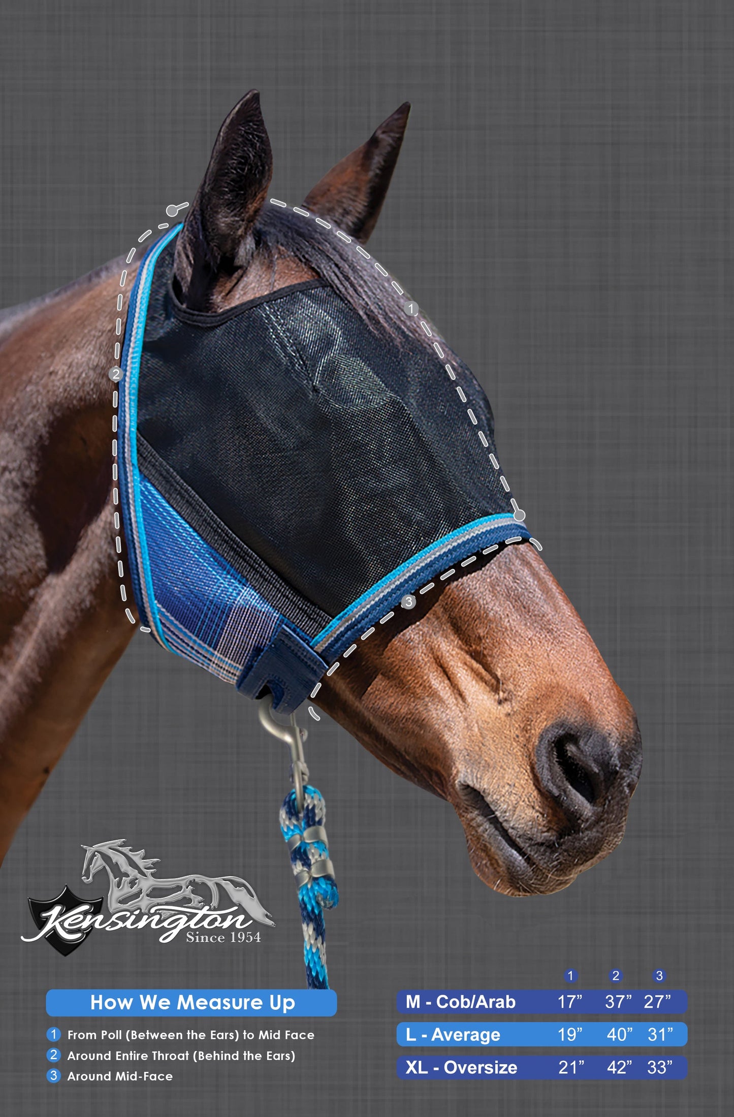 Kensington 90% UV Fly Mask CatchMask UViator - without Ears &  Forelock Freedom