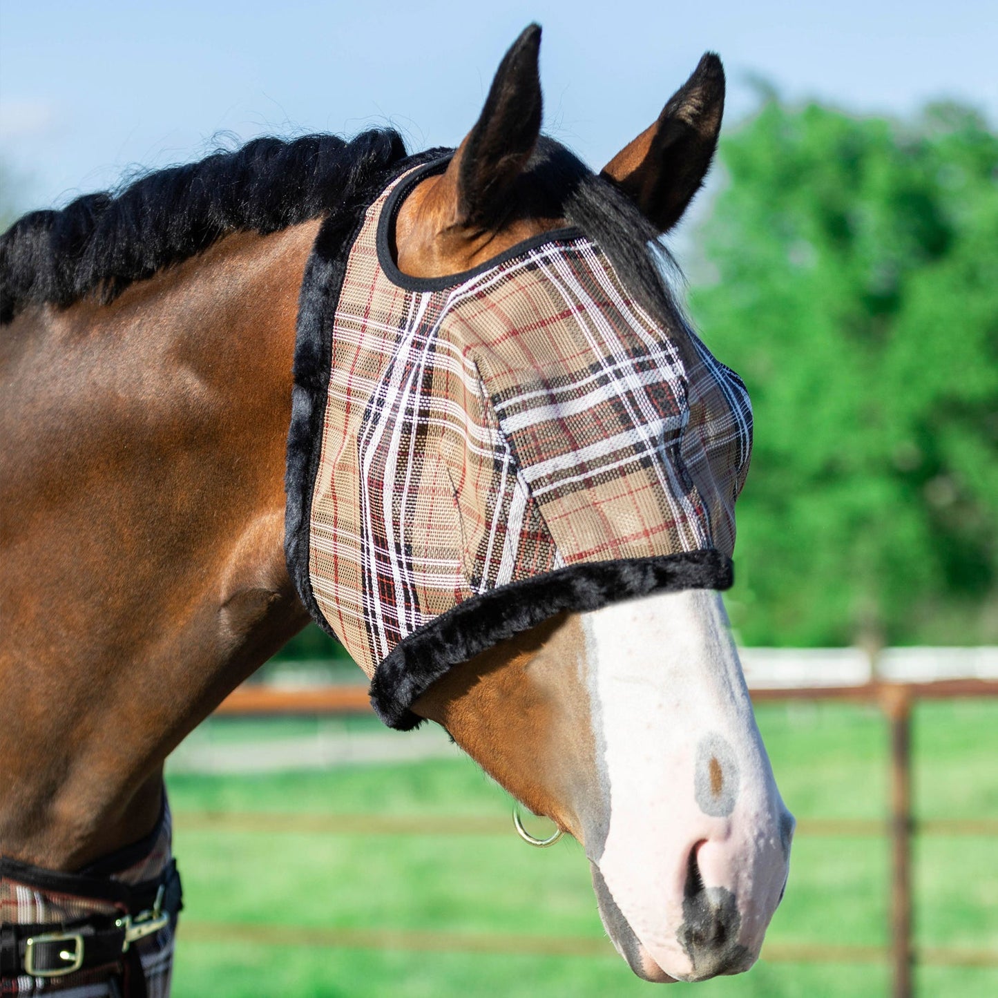 Kensington Fly Mask with Fleece Trim - Open Ear Design