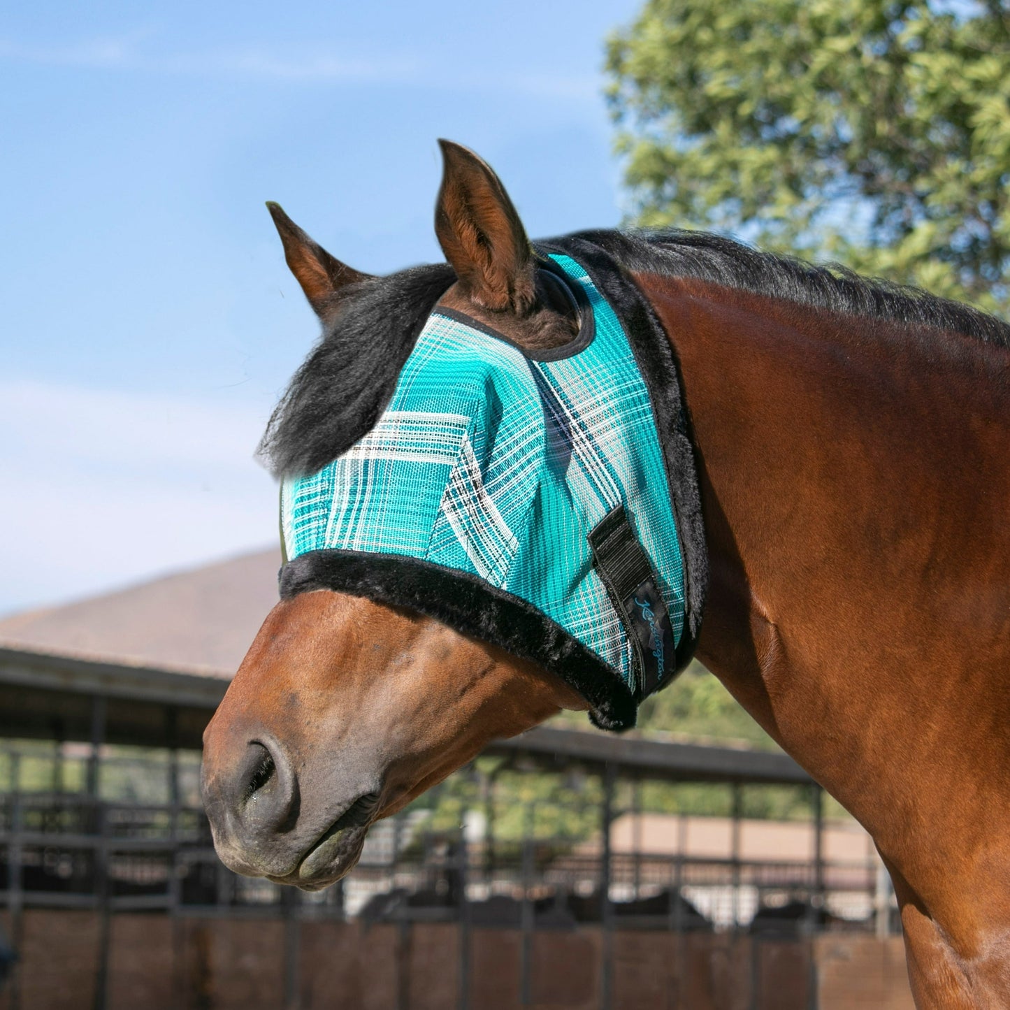 Kensington Fly Mask with Fleece Trim - Open Ear Design