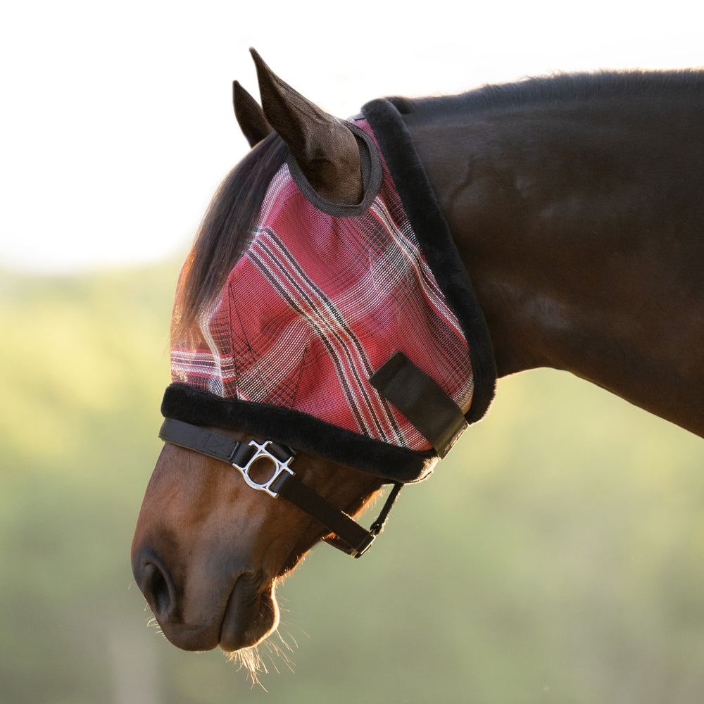 Kensington Fly Mask with Fleece Trim - Dual Ear Holes - 73% UV Blocking