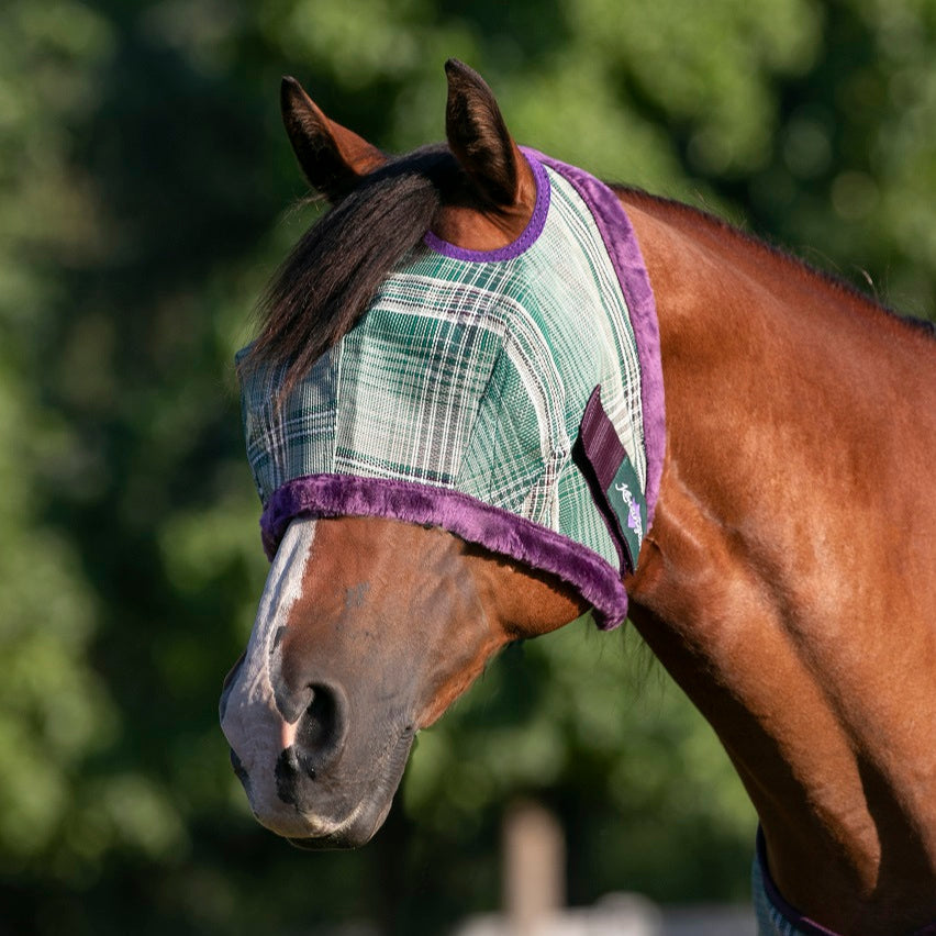 Kensington Fly Mask with Fleece Trim - Dual Ear Holes - 73% UV Blocking