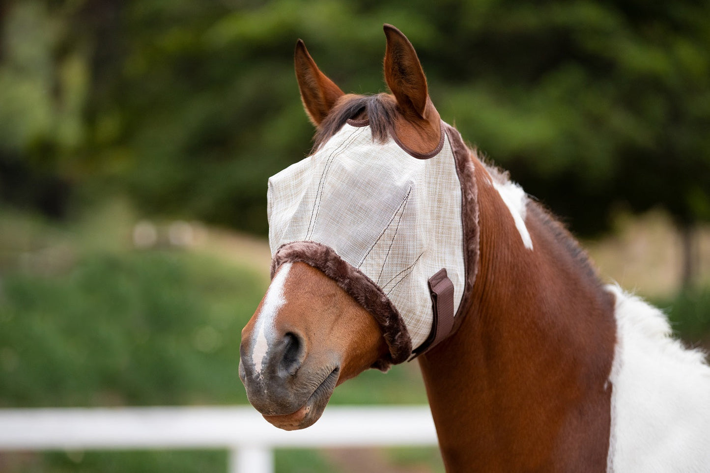Kensington Fly Mask with Fleece Trim - Dual Ear Holes - 73% UV Blocking