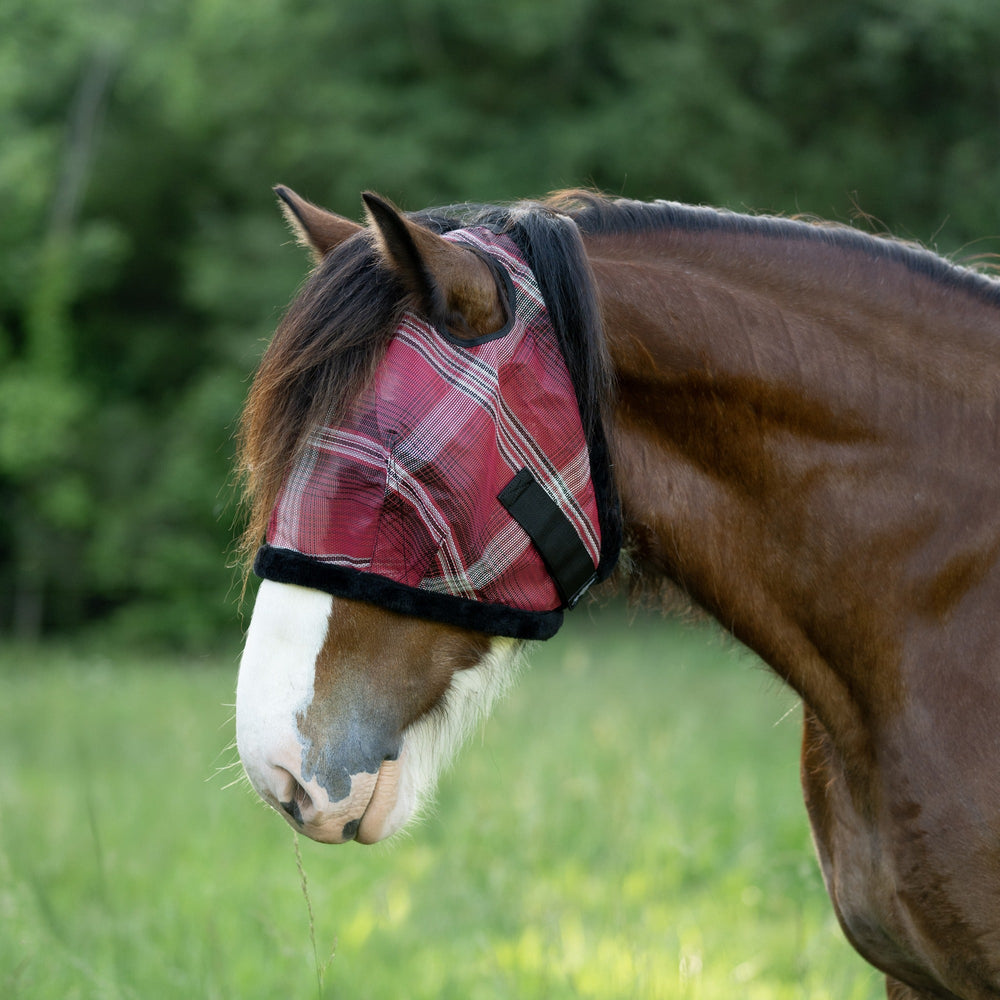 Kensington Draft Fly Mask with Fleece Trim - Dual Ear Holes - 73% UV Blocking