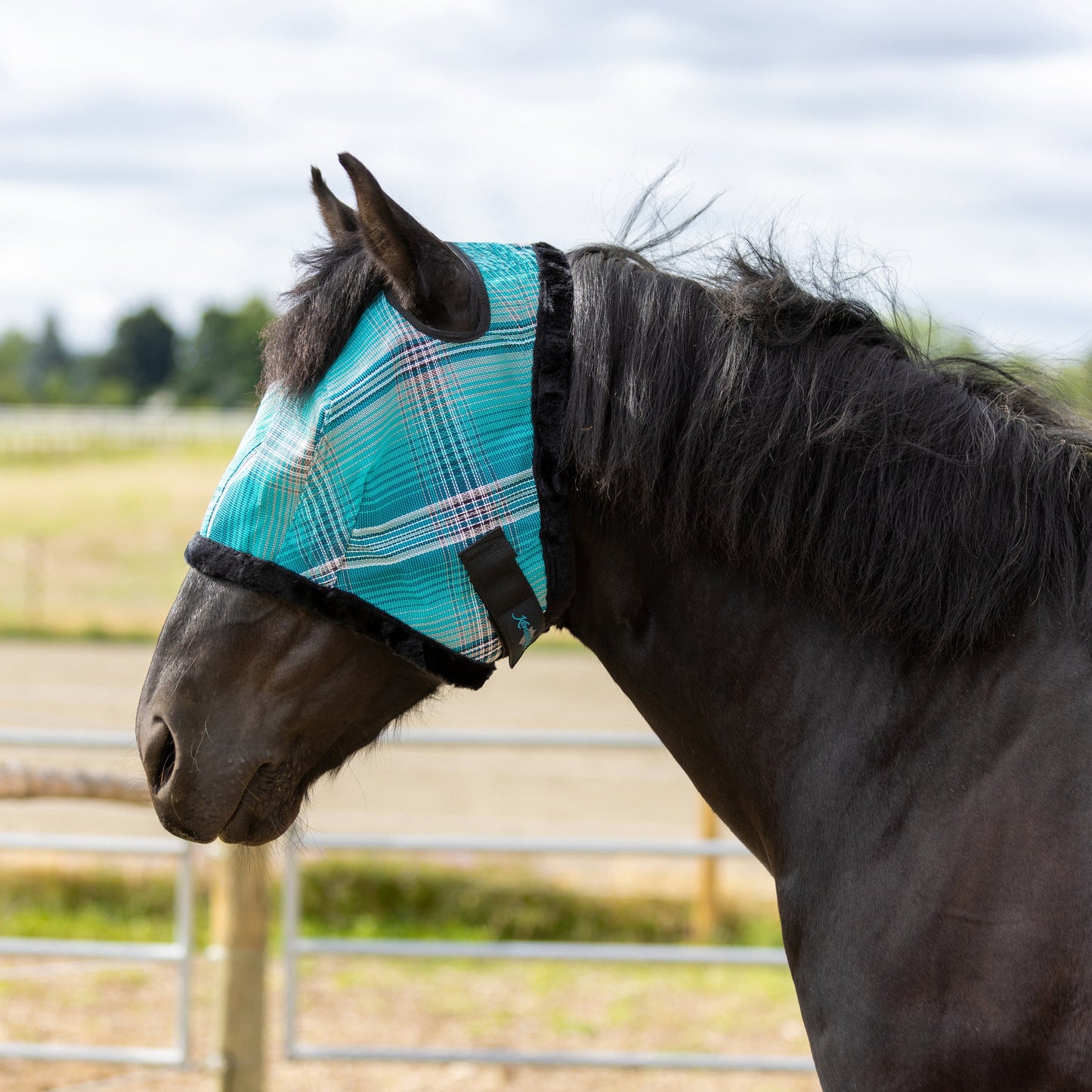 Kensington Draft Fly Mask with Fleece Trim - Dual Ear Holes - 73% UV Blocking
