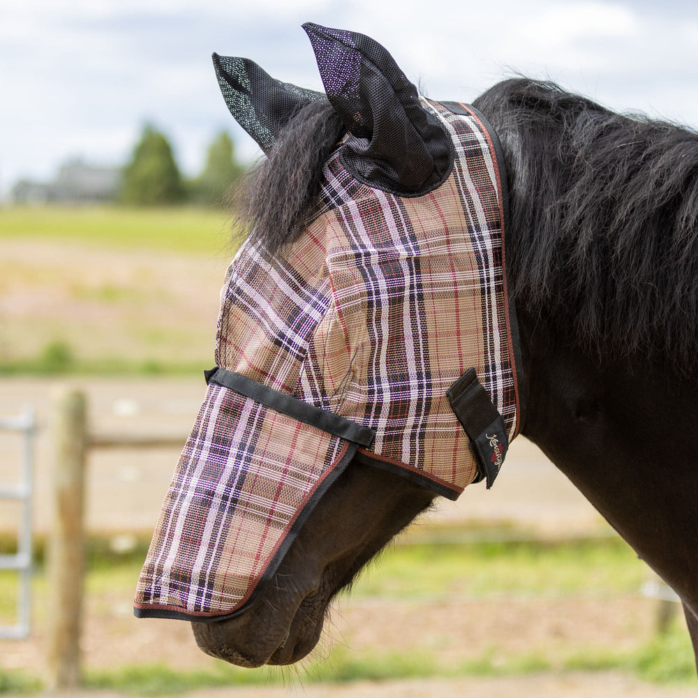 Kensington Draft Fly Mask with Removable Nose, Soft Mesh Ears & Forelock Opening - 73% UV Blocking
