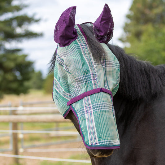 Kensington Draft Fly Mask with Removable Nose, Soft Mesh Ears & Forelock Opening - 73% UV Blocking