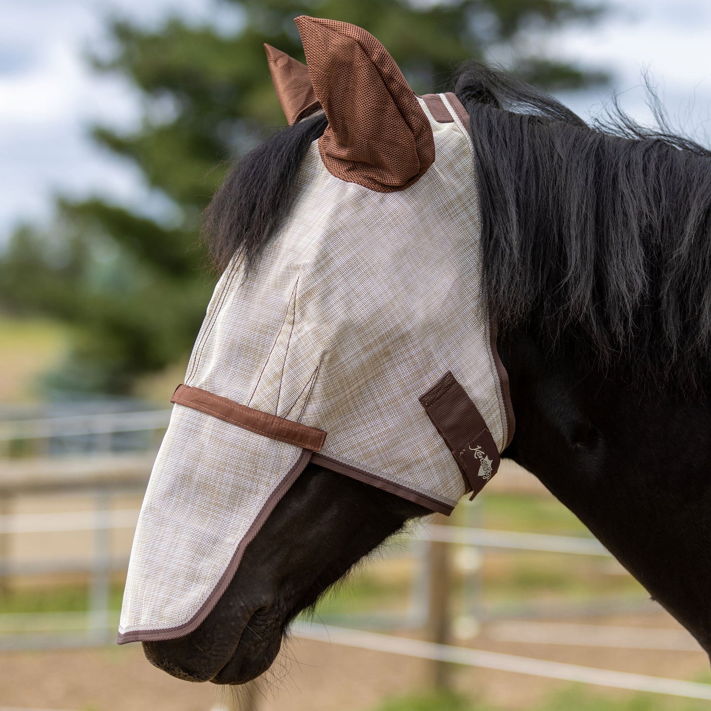 Kensington Draft Fly Mask with Removable Nose, Soft Mesh Ears & Forelock Opening - 73% UV Blocking
