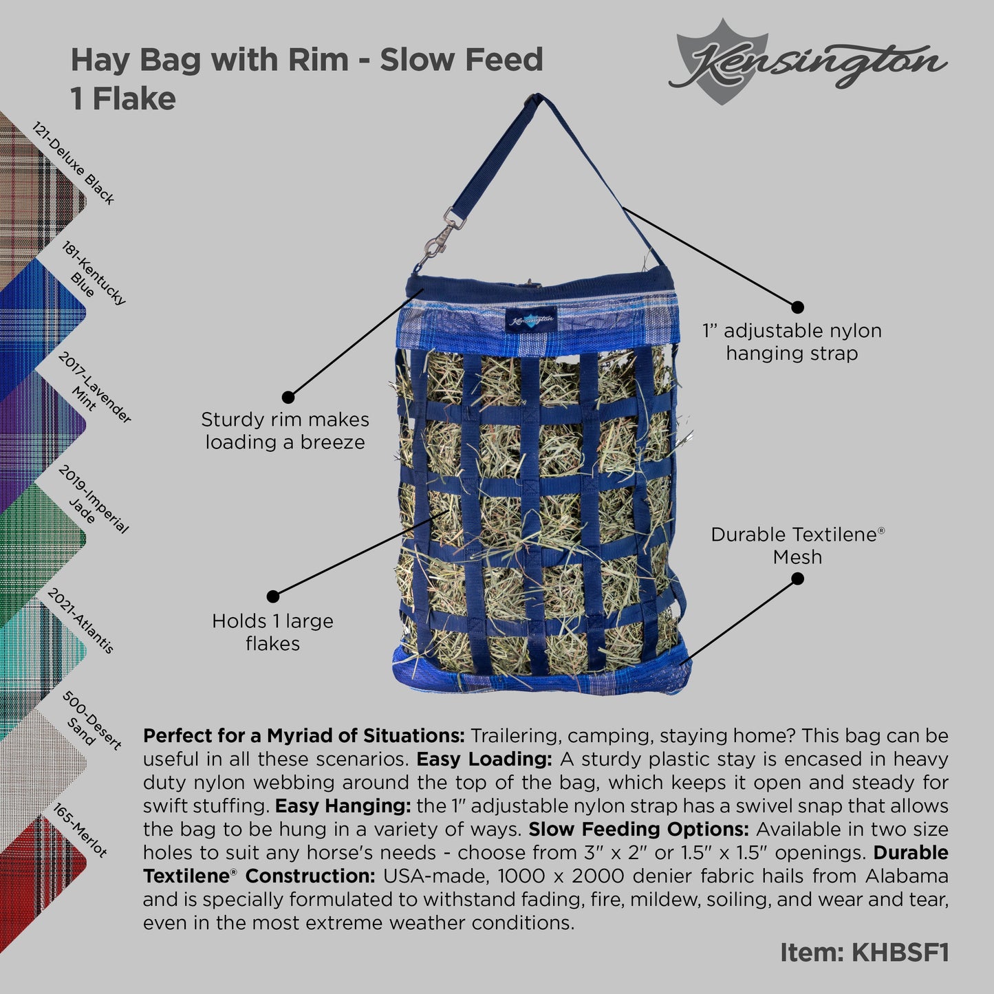 Kensington Hay Bag with Rim - Slow Feed - 1 Flake