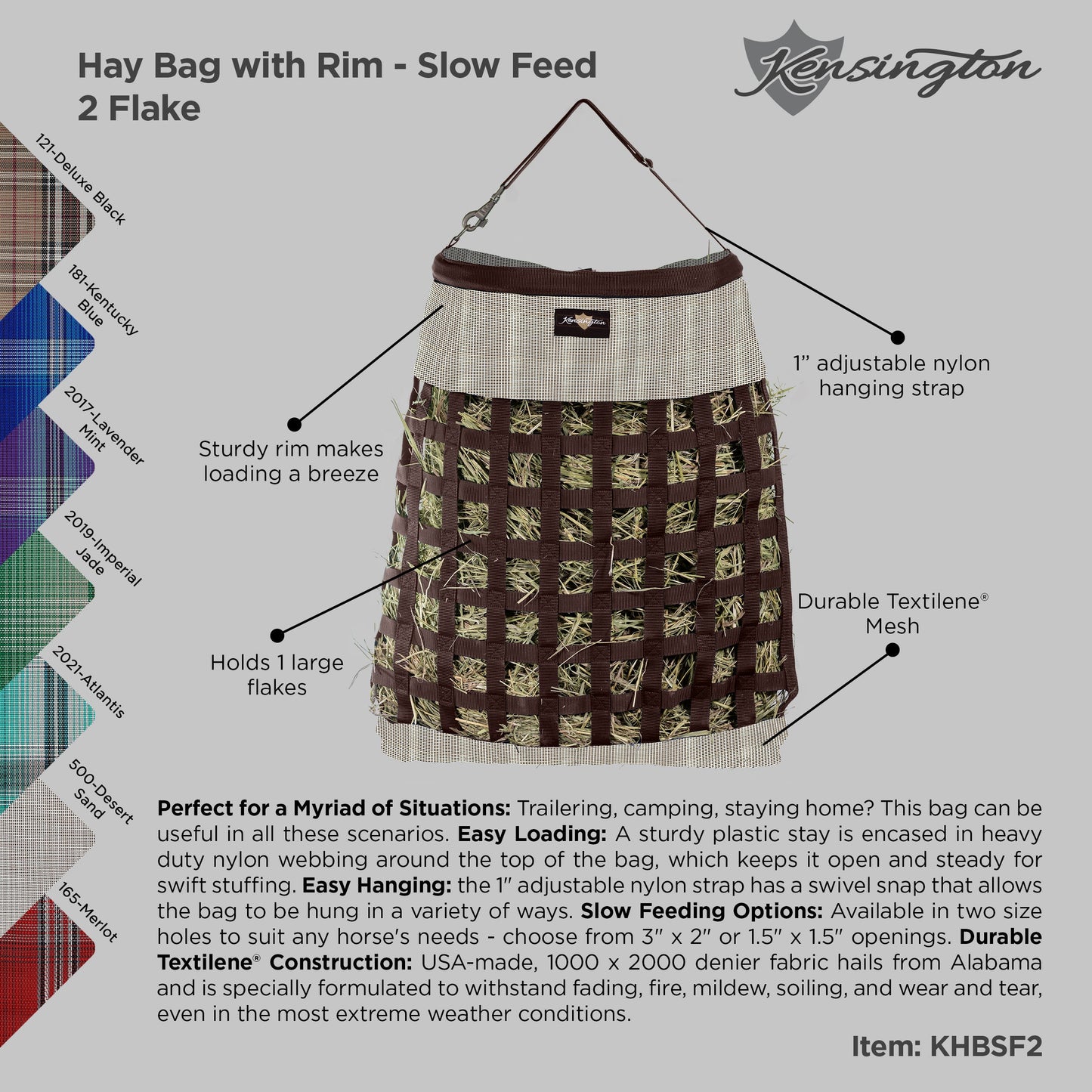 Kensington Hay Bag with Rim - Slow Feed - 2 Flake