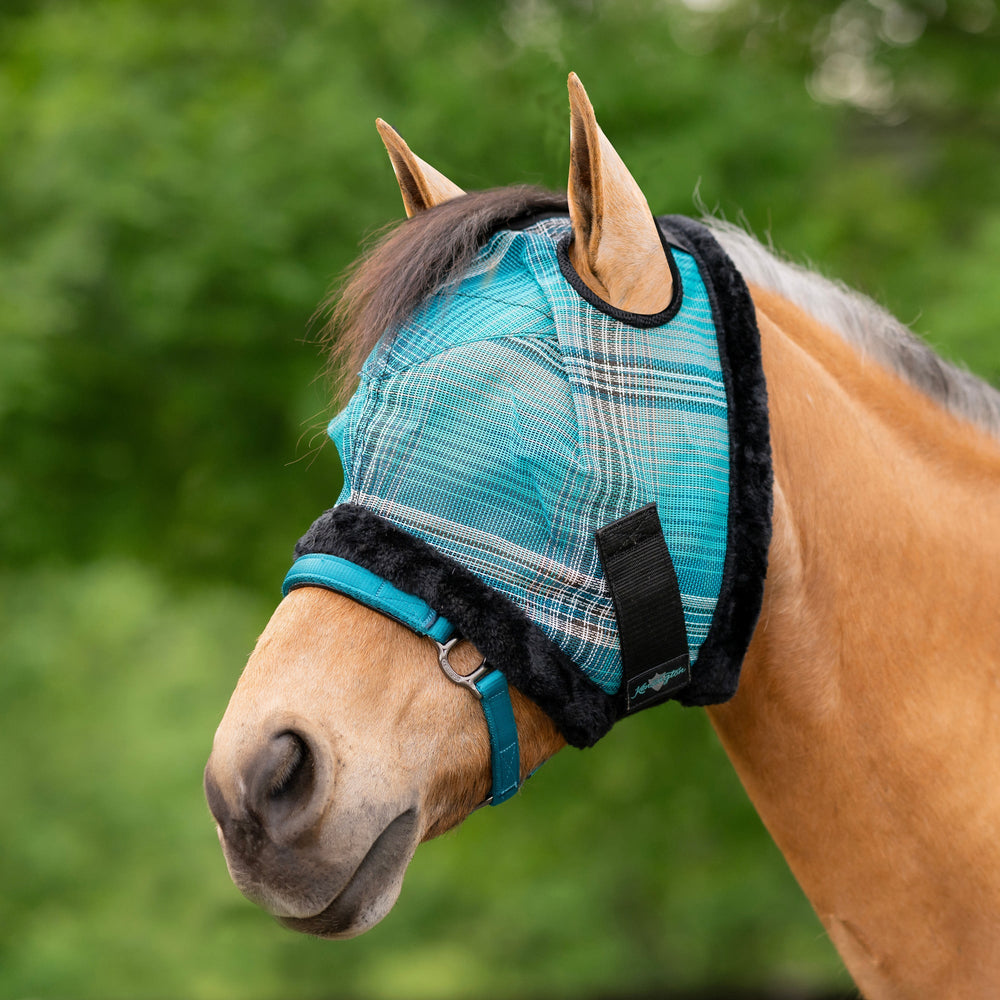Kensington Mini/Pony Fly Mask with Fleece Trim & Dual Ear Openings - 73% UV Blocking