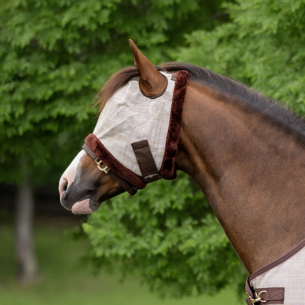 Kensington Mini/Pony Fly Mask with Fleece Trim & Dual Ear Openings - 73% UV Blocking