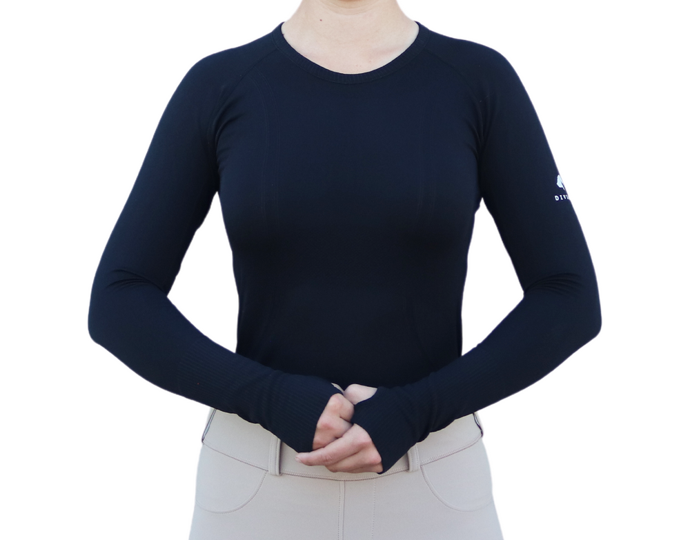 Divine Equestrian Chic Athletic Long Sleeve Shirt - Black