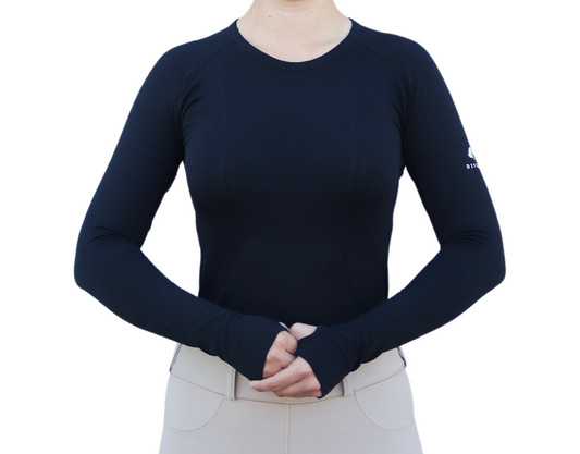 Divine Equestrian Chic Athletic Long Sleeve Shirt - Black