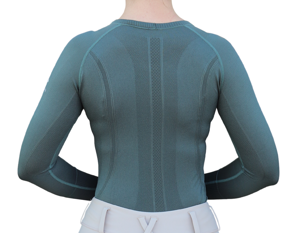 Divine Equestrian Chic Athletic Long Sleeve Shirt - Forest Green