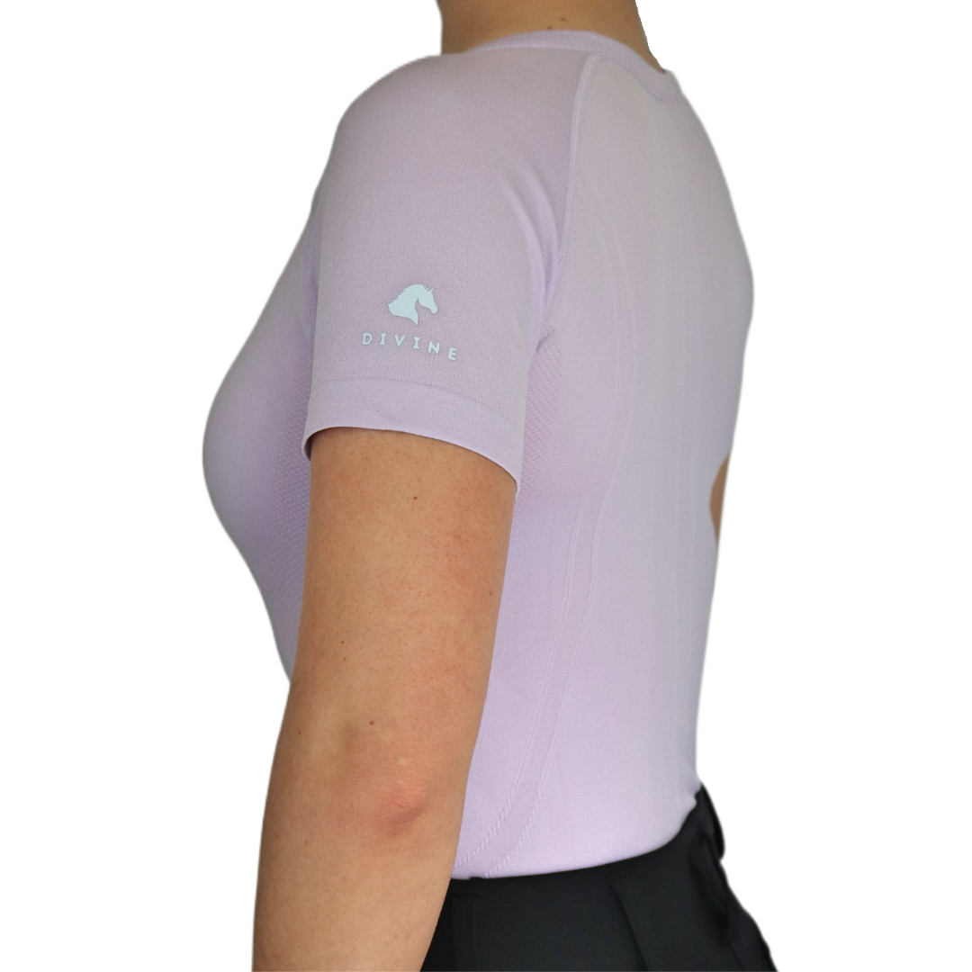 Divine Equestrian Chic Athletic Short Sleeve Shirt - Lavender