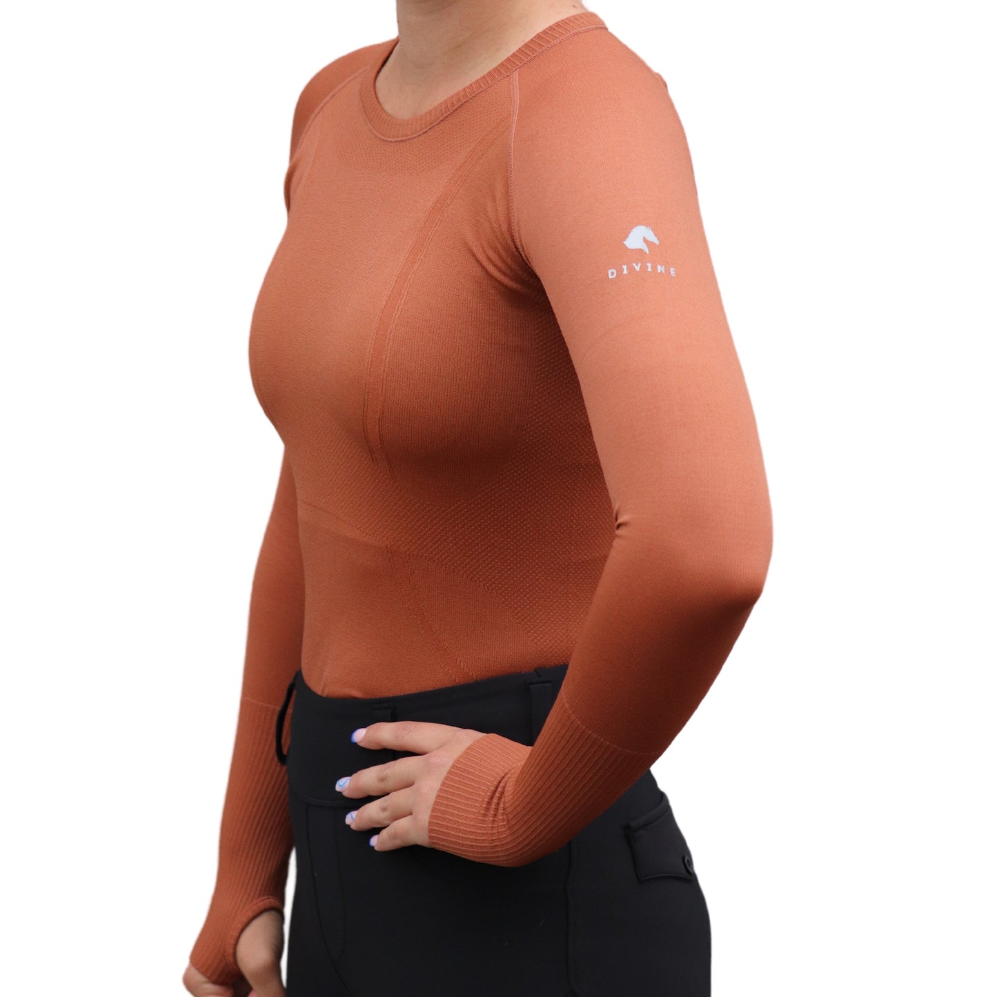Divine Equestrian Chic Athletic Long Sleeve Shirt - Mocha