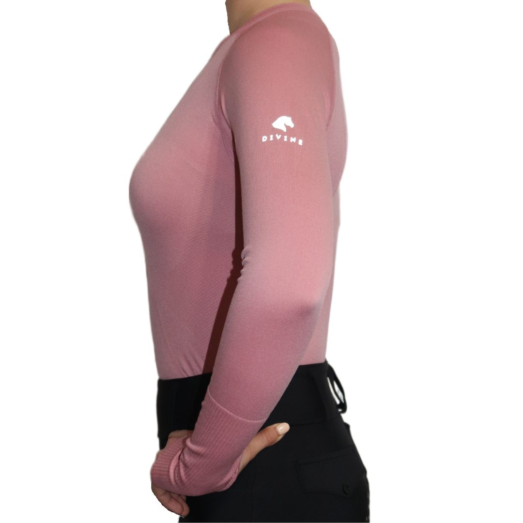 Divine Equestrian Chic Athletic Long Sleeve Shirt - Pink