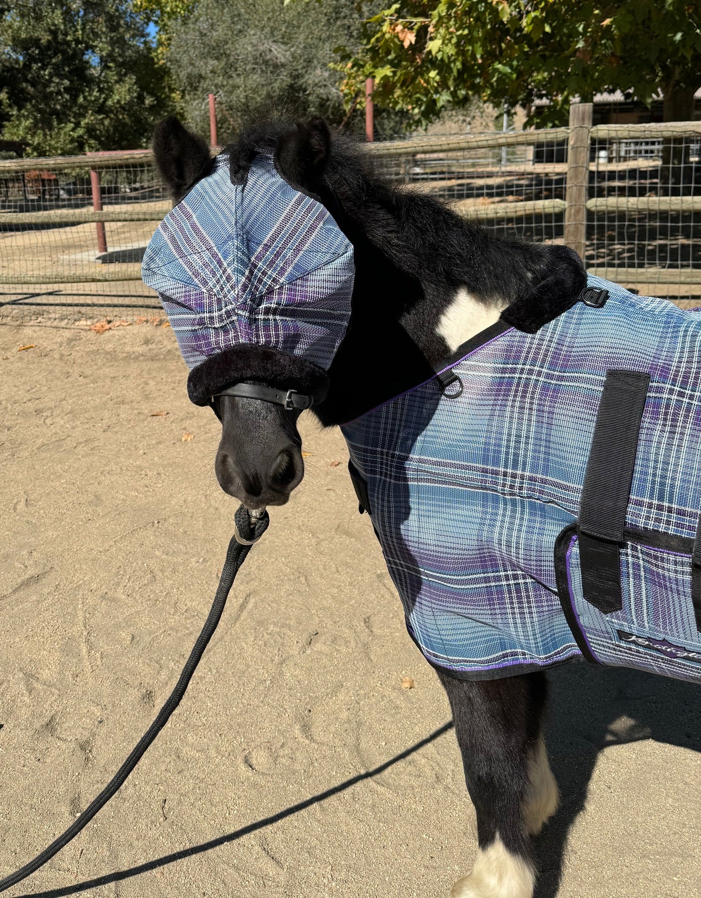 Kensington Mini/Pony Fly Mask with Fleece Trim & Dual Ear Openings - 73% UV Blocking