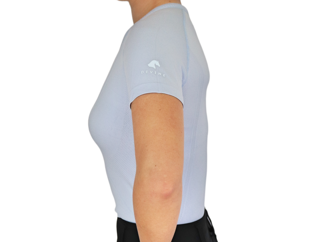 Divine Equestrian Chic Athletic Short Sleeve Shirt - Sky Blue