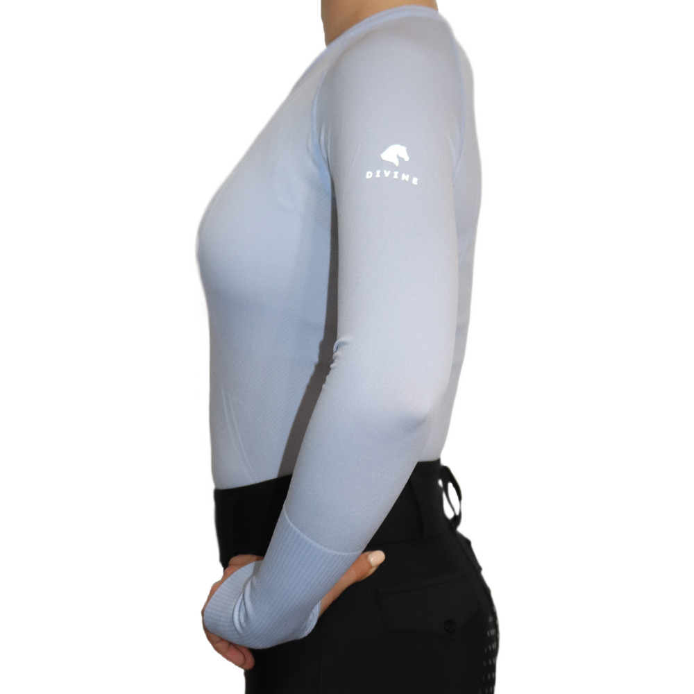 Divine Equestrian Chic Athletic Long Sleeve Shirt - Sky Blue