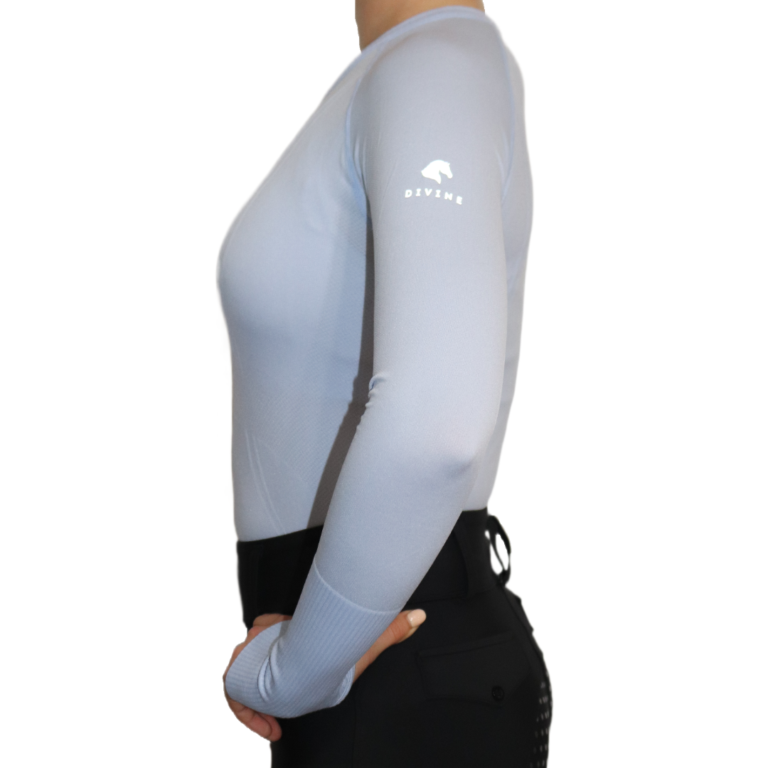 Divine Equestrian Chic Athletic Long Sleeve Shirt - Sky Blue