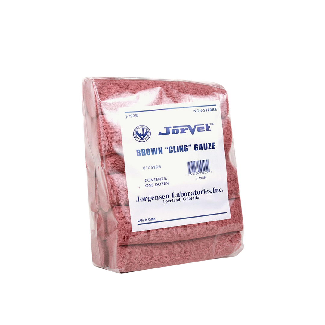 JorVet Brown Cling Gauze - 12 Rolls